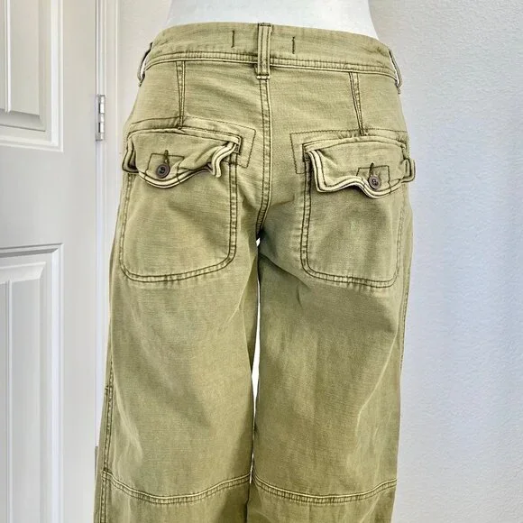 FREE PEOPLE High-Rise Button-Fly Moss Green Utility Boyfriend Pant Size 25 - Picture 11 of 16